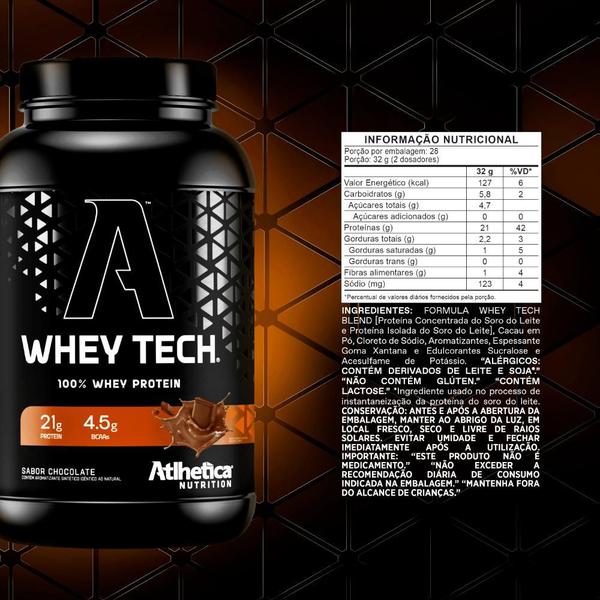 Imagem de Whey Tech 900g Isolada e Concentrada - Atlhetica Nutrition