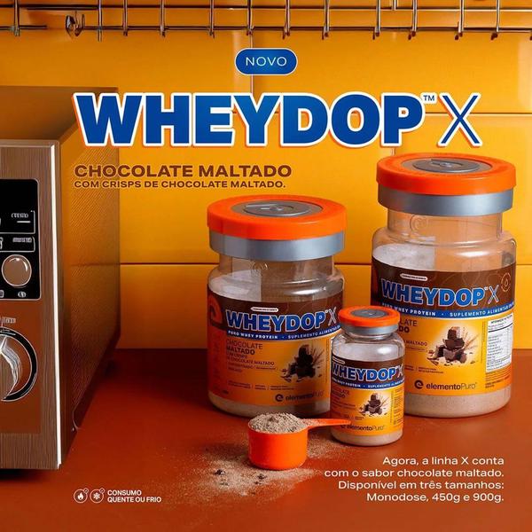 Imagem de Wheydop X 450g Whey Protein Isolado Concentrado Elemento Puro - Chocolate Maltado