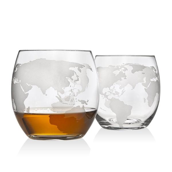 Imagem de Whiskey Decanter Globe Set com 2 Copos de Whisky Gravados - para Licor Scotch Bourbon Vodka, Presentes Para Homens - 850ml