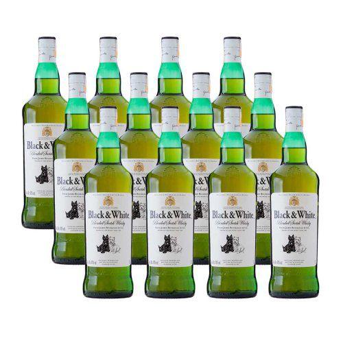 Imagem de Whisky Ecocês 1litro Caixa com 12 Unidades Black White