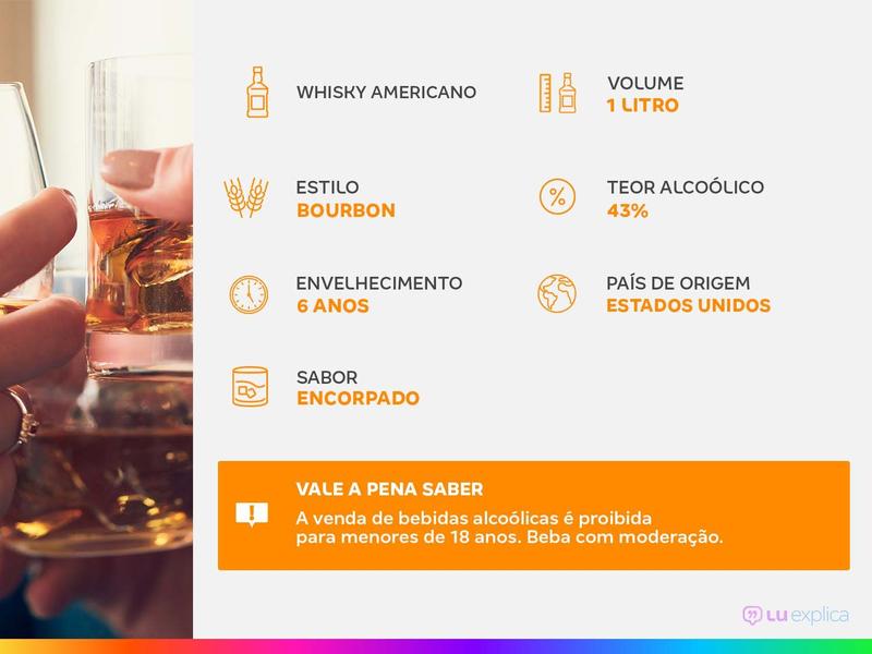 Whisky Jim Beam Black 6 anos Bourbon Americano - 1L Imagem de Whisky Jim Beam Black 6 anos Bourbon Americano