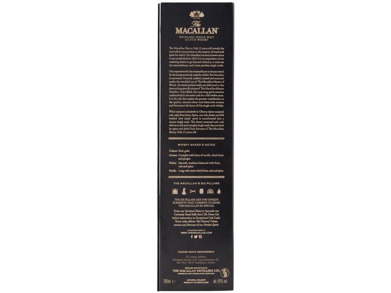 Imagem de Whisky The Macallan Sherry Oak Cask Single Malt 12 Anos Escocês 700ml