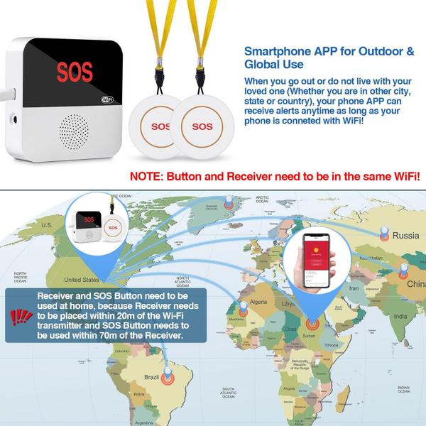 Imagem de WiFi Cuidador Pager Botão de Chamada Smart Wireless SOS Medical