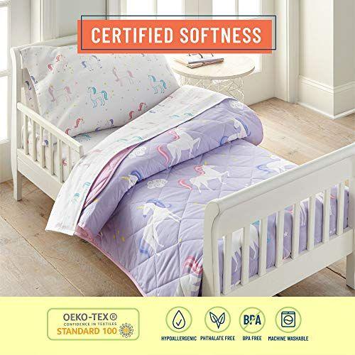 Imagem de Wildkin Kids 100% algodão flanela Conjunto de lençóis para meninos e meninas, conjunto de cama inclui lençol superior, lençol ajustado, fronha, lençóis de flanela para aconchegantes aconchegantes (unicórnio)