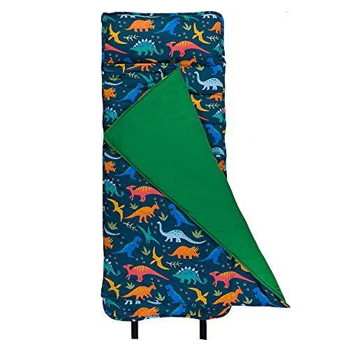 Imagem de Wildkin Original Nap Mat com travesseiro reutilizável para meninos e meninas, perfeito para o tapete de dormir elementar, Características Gancho e Loop Fastener, Soft Cotton Blend Materials Nap Mat para Crianças (Dinossauros Jurássicos)