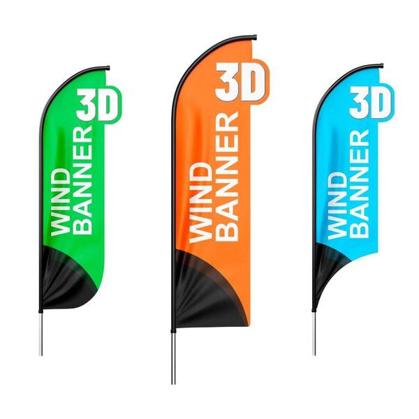 Imagem de Wind Banner 3D Despachante Dupla Face Com Haste 220X70Cm