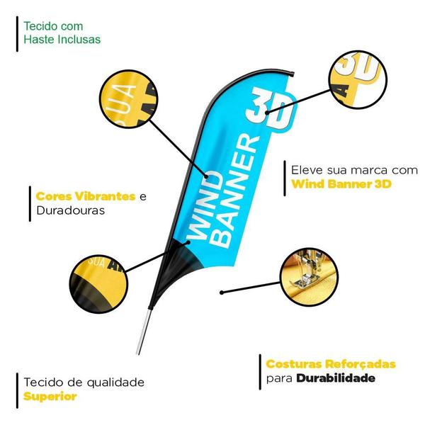 Imagem de Wind Banner 3D Empréstimo Dupla Face Com Haste 220X70Cm