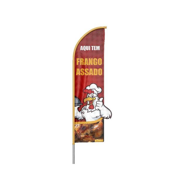 Imagem de Wind Banner 3D Frango Assado Dupla Face Com Haste 220X70Cm