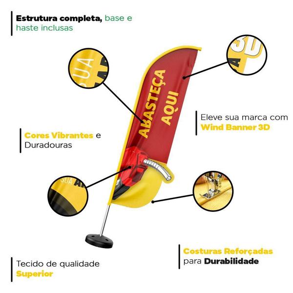 Imagem de Wind Banner 3D Kit Completo Abasteça Aqui Dupla Face Vários