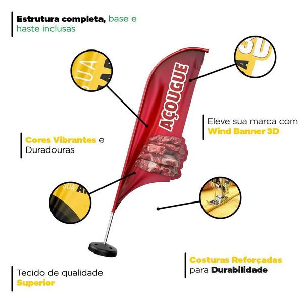 Imagem de Wind Banner 3D Kit Completo Açougue Dupla Face Modelos