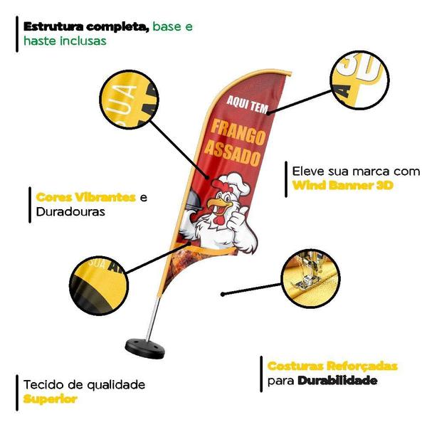 Imagem de Wind Banner 3D Kit Completo Aqui Tem Frango Assado Dupla