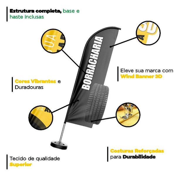 Imagem de Wind Banner 3D Kit Completo Borracharia Dupla Face Modelos