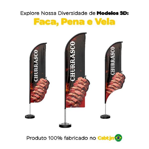 Imagem de Wind Banner 3D Kit Completo Churrasco Dupla Face Modelos