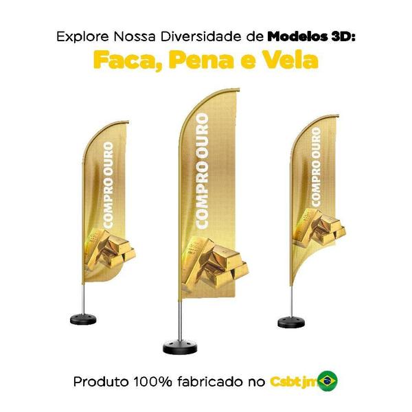 Imagem de Wind Banner 3D Kit Completo Compro Ouro Dupla Face Modelos