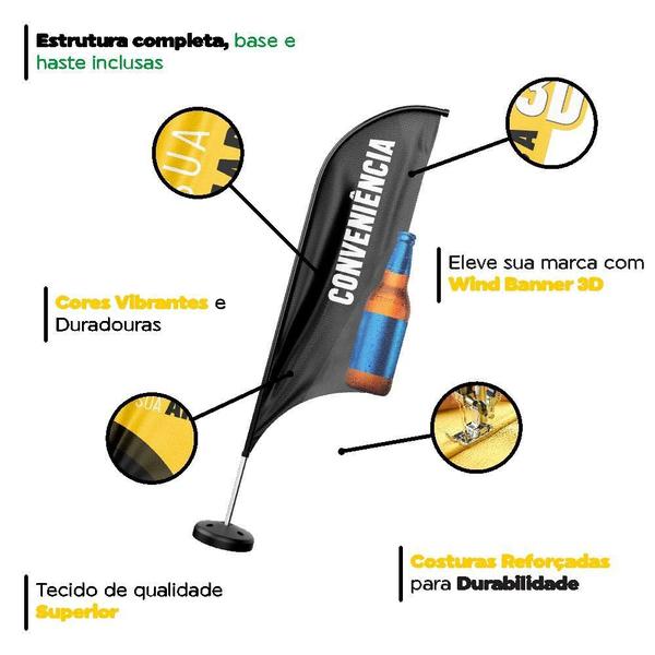 Imagem de Wind Banner 3D Kit Completo Conveniência Dupla Face Modelos