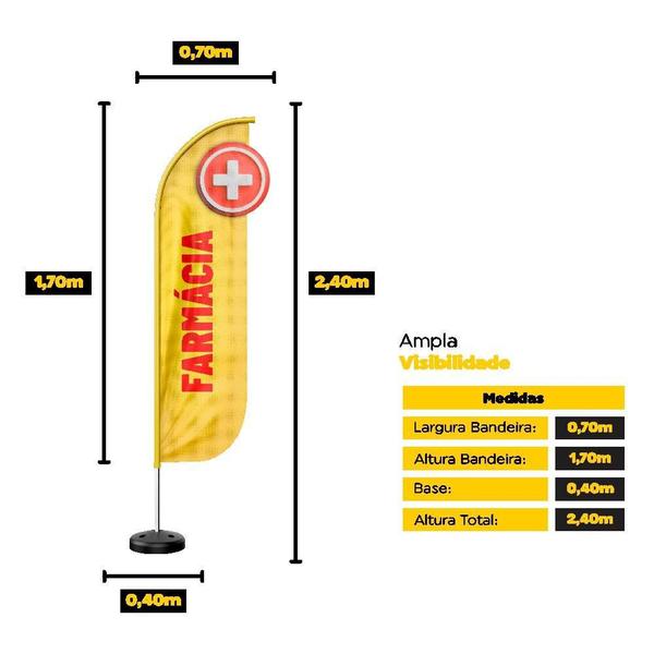 Imagem de Wind Banner 3D Kit Completo Farmácia Amarelo Dupla Face