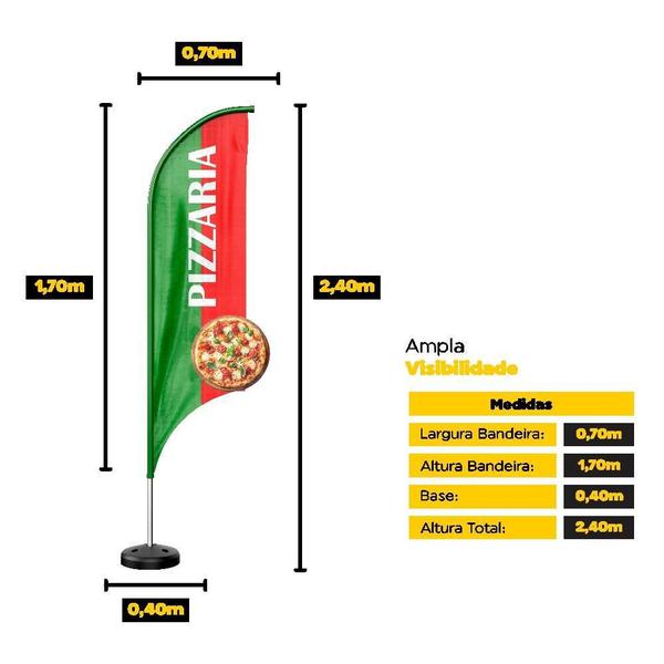 Imagem de Wind Banner 3D Kit Completo Pizzaria Dupla Face