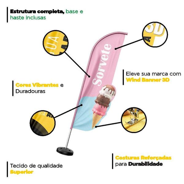 Wind Banner 3D Kit Completo Sorvete Dupla Face - Prime Decor Festas Imagem de Wind Banner 3D Kit Completo Sorvete Dupla Face