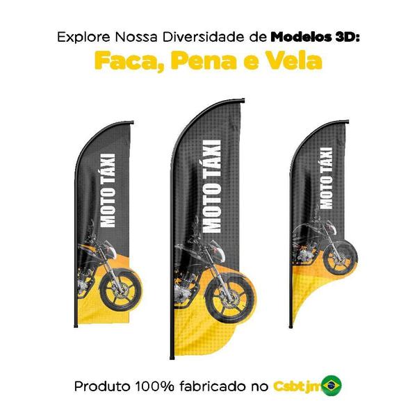 Imagem de Wind Banner 3D Moto Táxi Dupla Face Somente Tecido 170X70Cm