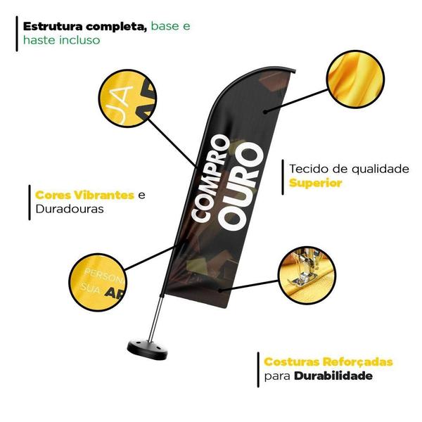 Imagem de Wind Banner Grande Kit Completo Dupla Face Vários Modelos