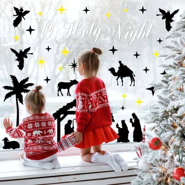 Imagem de Window Clings JarthenaAMC Christmas Nativity Holy Night