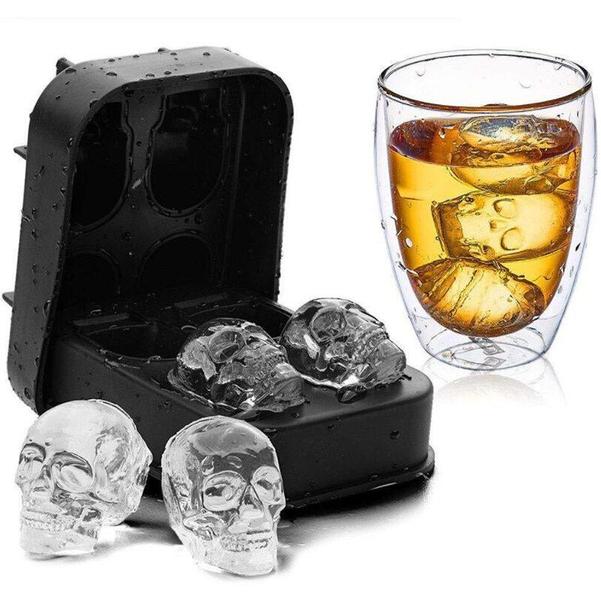 Imagem de Wine Silicone Bar DIY Creative Skull Ice Tray Mold Preto