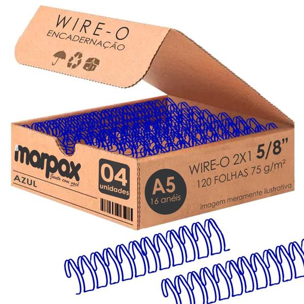 Imagem de Wire-o para Encadernação 2x1 A5 Azul 5/8 para 120 fls 04un