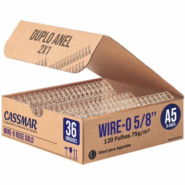 Imagem de Wire-o para Encadernação 2x1 A5 Rose Gold 5/8 120 fls 36un