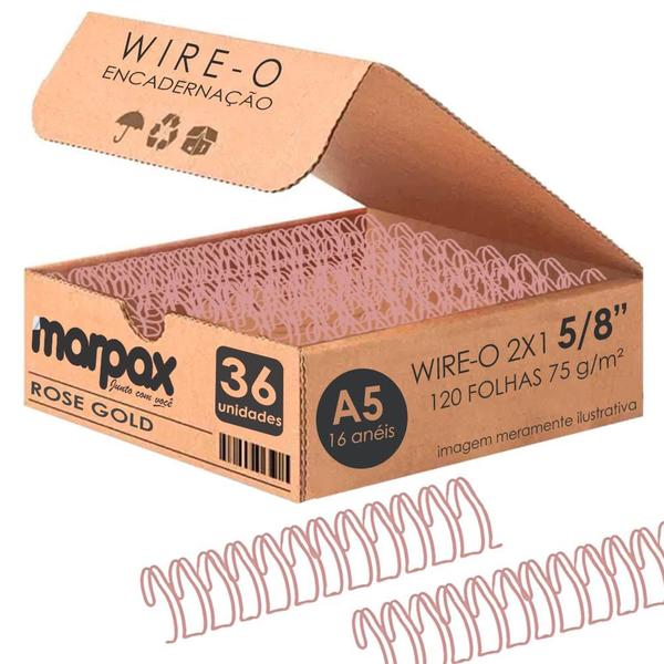 Imagem de Wire-o para Encadernação 2x1 A5 Rose Gold 5/8 120fls 36un