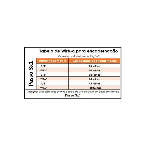 Imagem de Wire-o para Encadernação 3x1 A4 Prata 7/16 para 85fls 100un