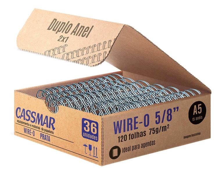 Imagem de Wire-o para Encadernação A5 5/8 2x1 para 120fls Prata 36un