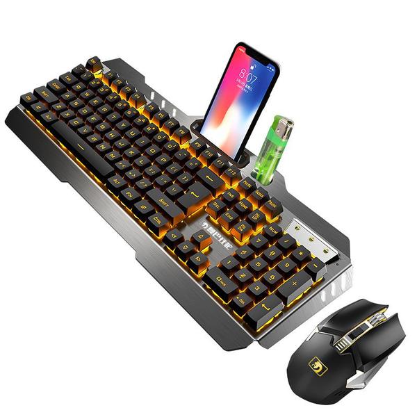 Imagem de Wireless Gamer recarregável Keyboard And Mouse Kit LED Luz