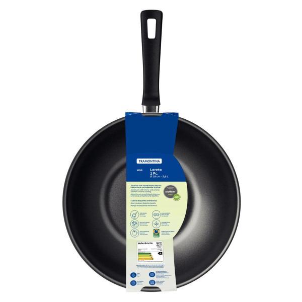 Imagem de Wok 28cm 3,6l Loreto Aluminio Grafite Antiaderente