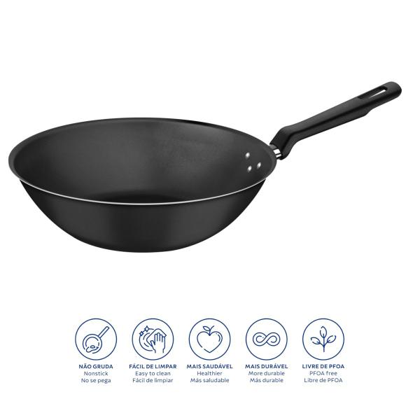 Imagem de Wok 28cm 3,6l Loreto Aluminio Grafite Antiaderente