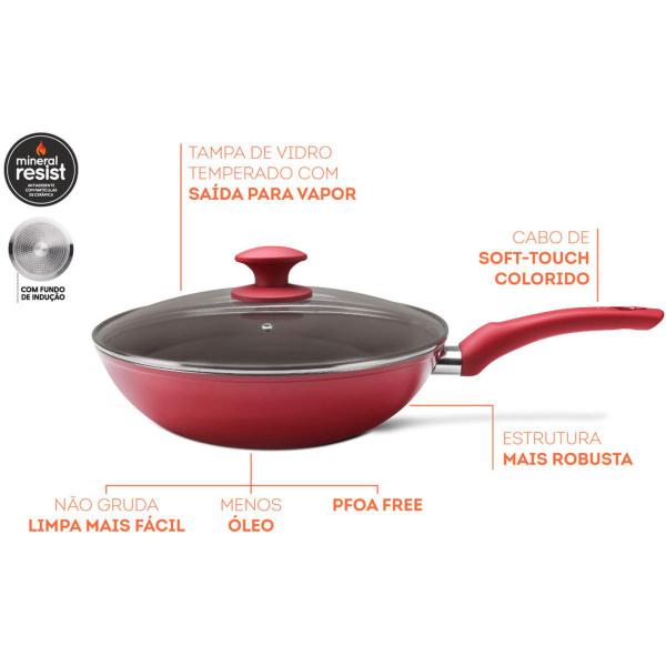 Imagem de Wok Antiaderente para Fogão de Indução com Tampa 28cm Brinox