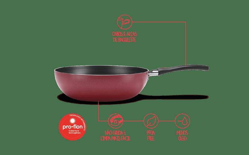 Imagem de Wok Brinox Garlic Antiaderente 2,3 Litros Ø 24 x 7 cm Vermelho