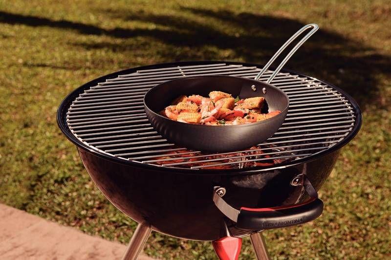 Imagem de Wok churrasco tramontina em alumínio anodizado com cabo de aço inox 24 cm 2,2 l