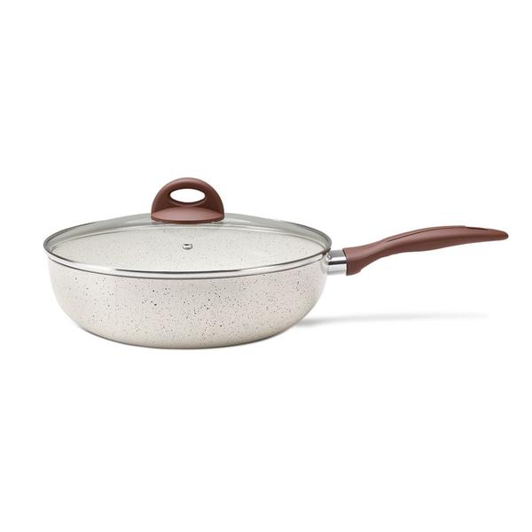 Wok Com Tampa E Fundo De Indução Ceramic Life Brinox Granada Ø 28 cm Vanilla