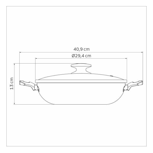 Imagem de Wok em Alumínio 28cm Tramontina Antiaderente Panela com Tampa e Alças 3,3L Grafite