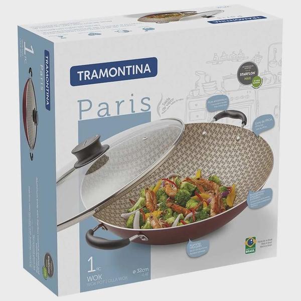 Wok Paris Tramontina Starflon Max 4,4L 32Cm Vermelho Imagem de Wok Paris Tramontina Starflon Max 4,4L 32Cm Vermelho