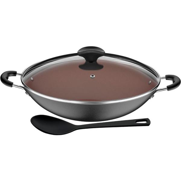 Imagem de Wok Tramontina Antiaderente Vermont Tampa de Vidro 32cm