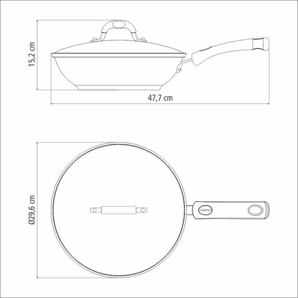 Imagem de Wok Tramontina Indução Fundo Triplo Solar Silicone 28Cm