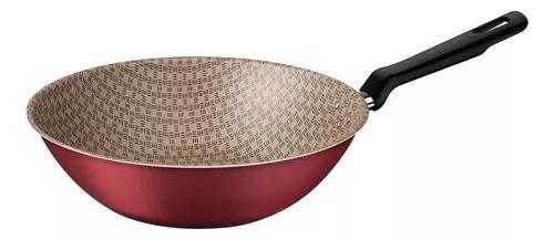 Wok Tramontina Loreto 28cm 3,6l Em Alumínio Com Revestimento Antiaderente Vermelho Imagem de Wok Tramontina Loreto 28cm 3,6l Em Alumínio Com Revestimento Antiaderente Vermelho