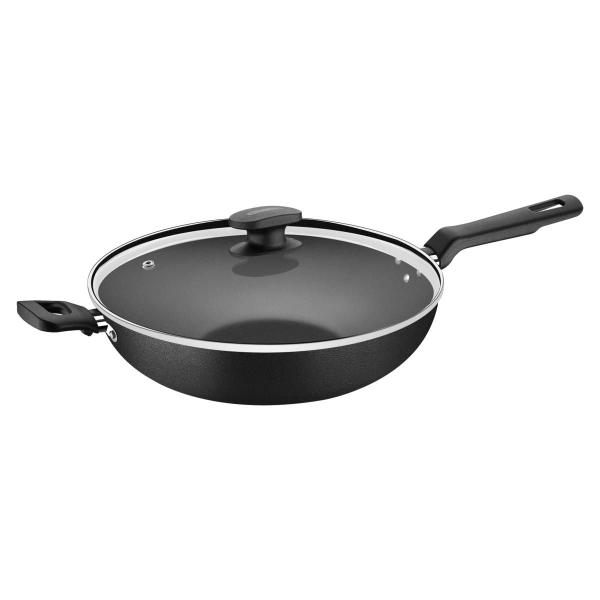 Imagem de Wok Tramontina Loreto em Alumínio com Revestimento Interno Antiaderente Starflon Max com Tampa de Vidro 28 cm 3,3 L