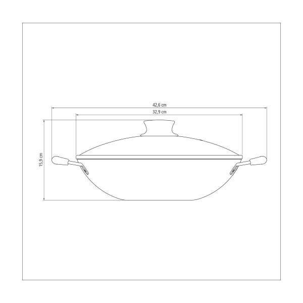 Imagem de Wok Tramontina Paris Antiaderente  Max Chumbo Tampa Vidro