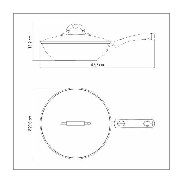 Imagem de Wok Tramontina Solar Silicone Aço Inox Tampa De Vidro 3,3 L