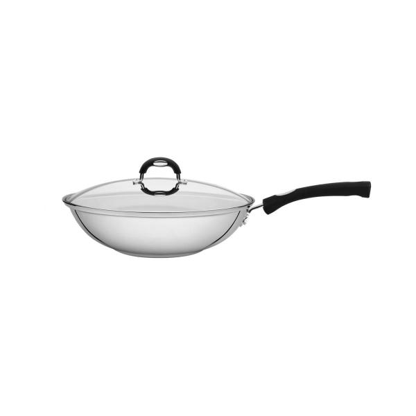 Imagem de Wok Tramontina Solar Silicone Aço Inox Tampa De Vidro 3,3 L