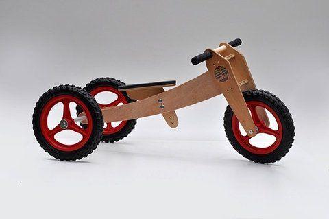 Imagem de Woodbike 3 em 1 (Vermelha) Triciclo Infantil Bicicleta de Equilíbrio