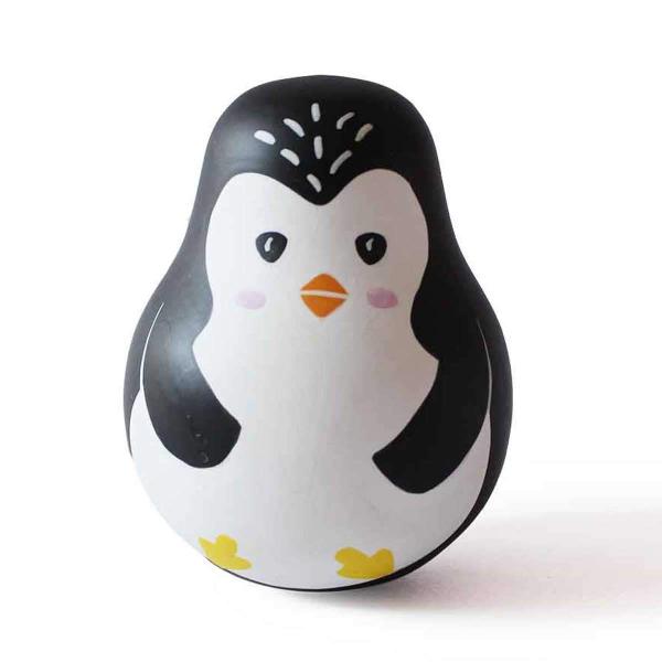 Imagem de Wooden Penguin Wobbler Toy Shumee para bebês de 1 a 3 anos