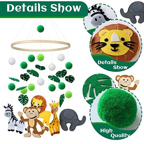 Imagem de Woodland Mobile para Berço Selva Bebê Berçário Mobiles Forest Safari Veado Macaco Leão Estilo Teto Animais Pendurados Decoração Móvel para Meninas e Meninos Brinquedos Quarto Decorações